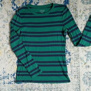 Green and Navy Striped long sleeve tee - medium